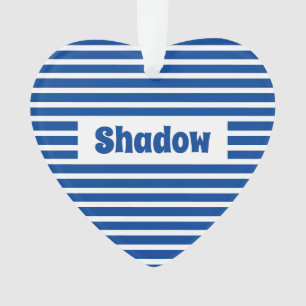 Cute Basic Stripes Blue Custom Name Heart Pet Ornament