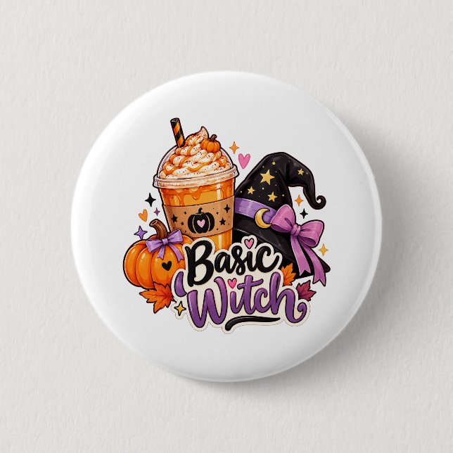 Cute Basic Witch Halloween Button (Front)