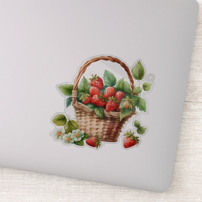 Cute Basket Full of Strawberries (Detail)