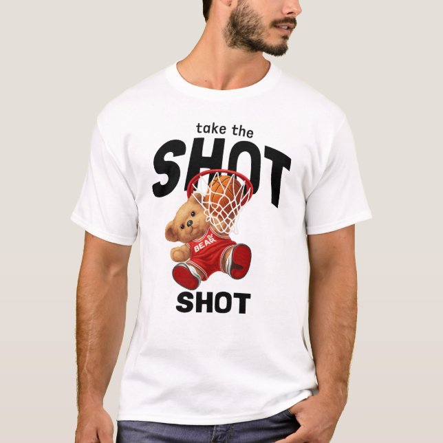 Cute Basketball Bear Slam Dunk Tee (Front)