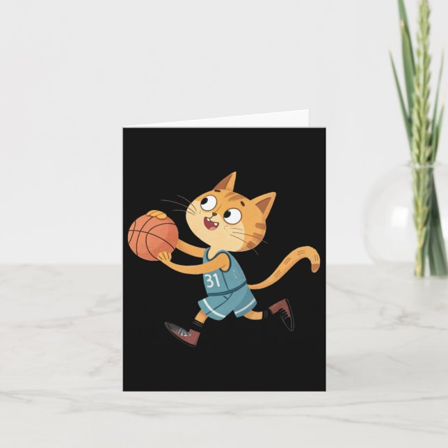 Cute Basketball Cat  Card (Front)