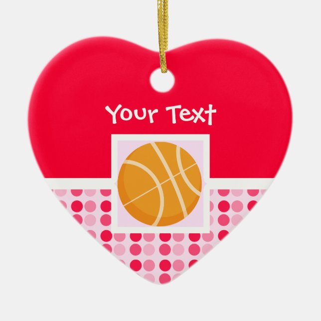 Cute Basketball Ceramic Ornament (Front)