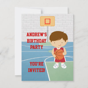 Cute Basketball kids Birthday Party Invitation