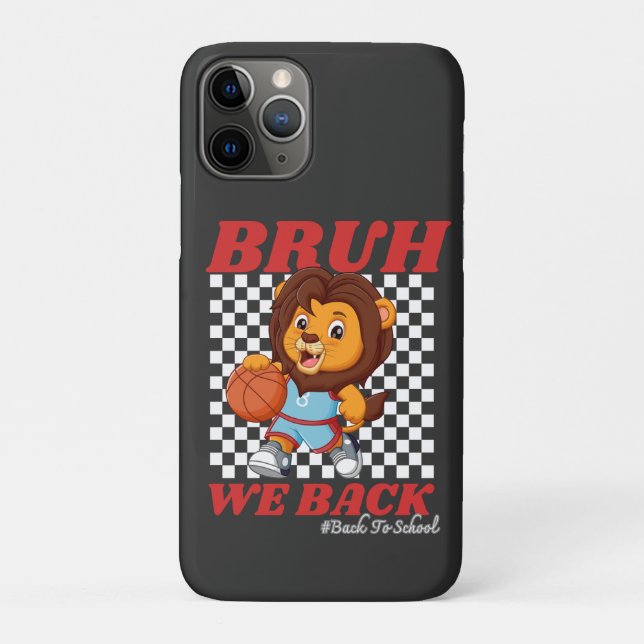 Cute Basketball Lion BRUH WE BACK Back To School Case-Mate iPhone Case (Back)