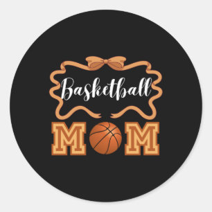 Cute Basketball Mom Coquette Ribbon Bow Mother's D Classic Round Sticker