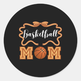 Cute Basketball Mom Coquette Ribbon Bow Mother's D Classic Round Sticker