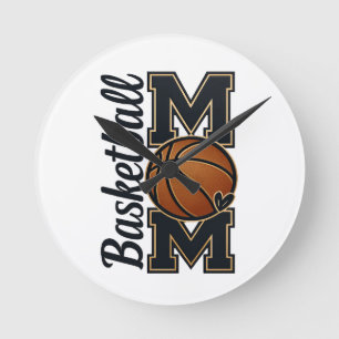 Cute Basketball Mom Game Day Sports Gift Round Clock