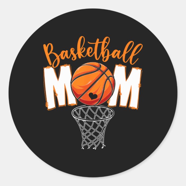 Cute Basketball Mom Mama Mother's Day From Son Dau Classic Round Sticker (Front)