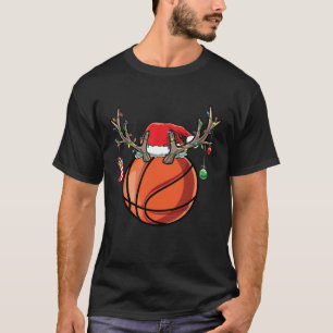 Cute Basketball Player Reindeer Deer Boys Christma T-Shirt
