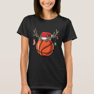 Cute Basketball Player Reindeer Deer Boys Christma T-Shirt