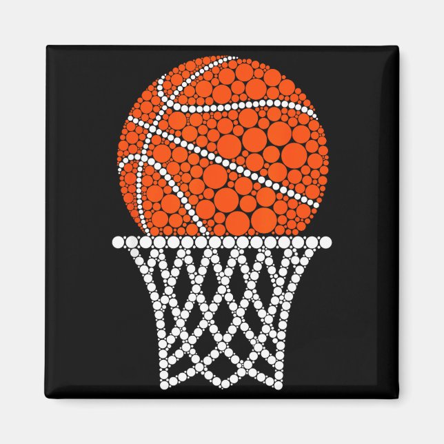 Cute Basketball Polka Dot Art Student Happy Dot Da Magnet (Front)