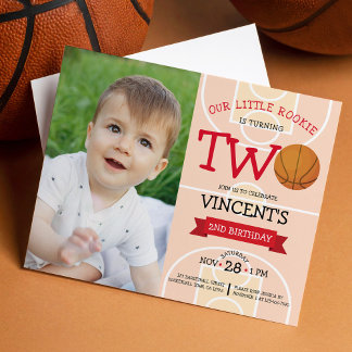 Cute Basketball Ribbon Budget Photo 2nd Birthday
