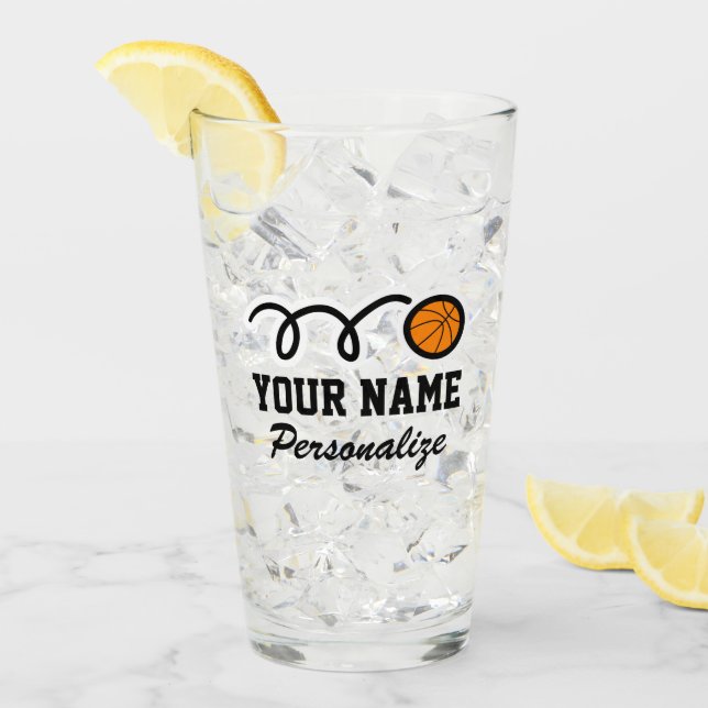 Cute basketball sports Birthday custom name print Glass (Front Ice)