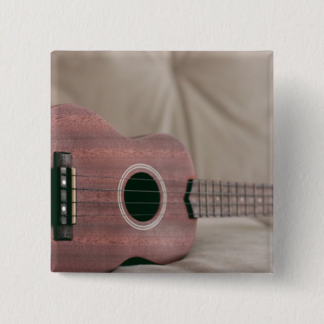 Cute Bass Guitar 2 Inch Square Button (Front)