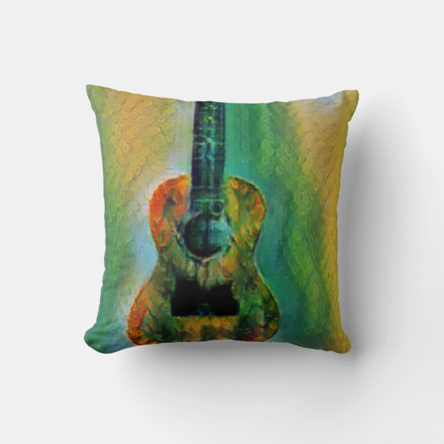 Cute Bass Guitar Throw Pillow (Front)