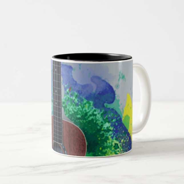 Cute Bass Guitar Two-Tone Coffee Mug (Front Right)