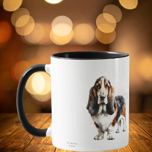 Cute Basset Hound Art Personalized Mug