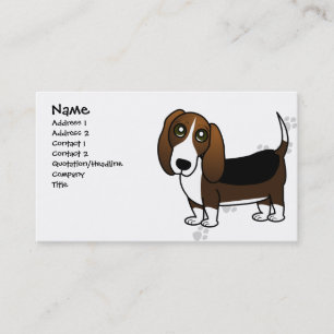Cute Basset Hound Cartoon - Brown White and Black Business Card