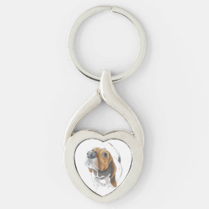 Cute Basset Hound Close Up Love Keychain