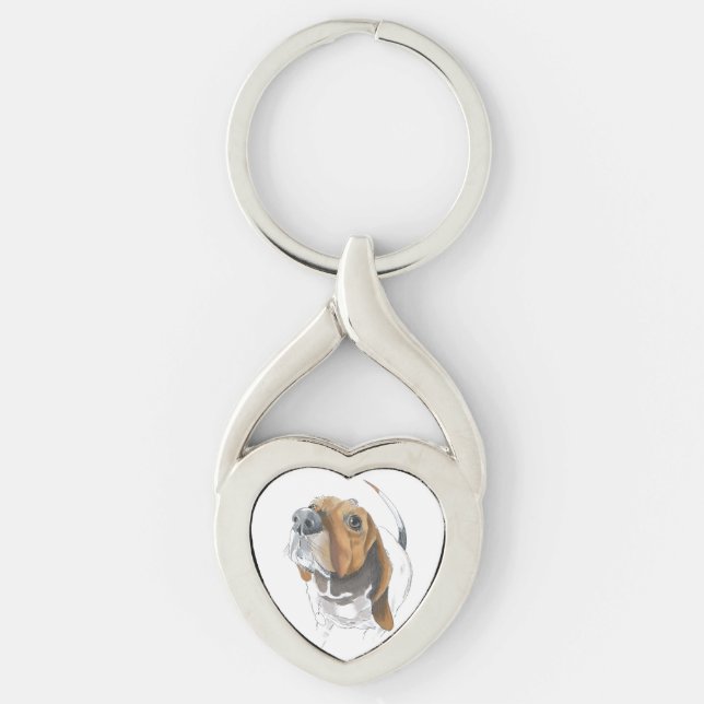 Cute Basset Hound Close Up Love Keychain (Front)