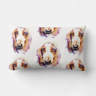 Cute Basset Hound Dog Head Face Puppy Lumbar Pillow