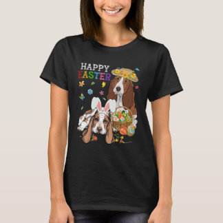 Cute Basset Hound Dogs Easter Egg Basket Happy Eas T-Shirt