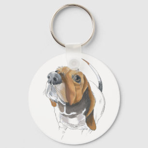 Cute Basset Hound Lovers Close Up Keychain