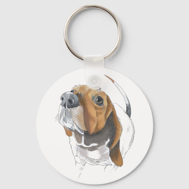 Cute Basset Hound Lovers Close Up Keychain (Front)