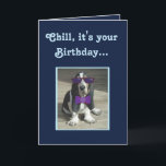 Cute Basset Hound on Funny Birthday Card<br><div class="desc">Funny Birthday Card w/Cute Basset Hound and Cupcake</div>