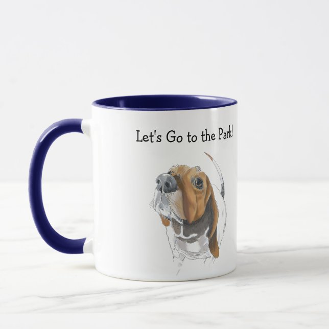 Cute Basset Hound Original Colour Illustration Mug (Left)