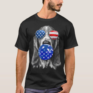 Cute Basset Hound Wearing Usa Flag Sunglasses 4Th T-Shirt