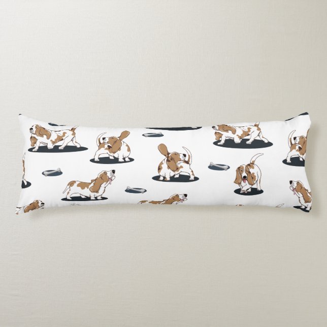 Cute Basset Hounds Body Pillow (Front)