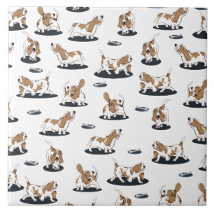 Cute Basset Hounds Tile