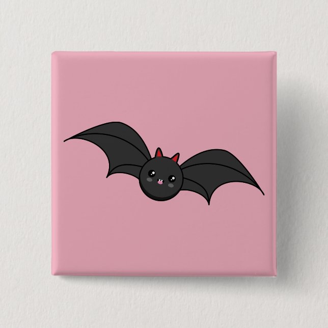 Cute Bat 2 Inch Square Button (Front)