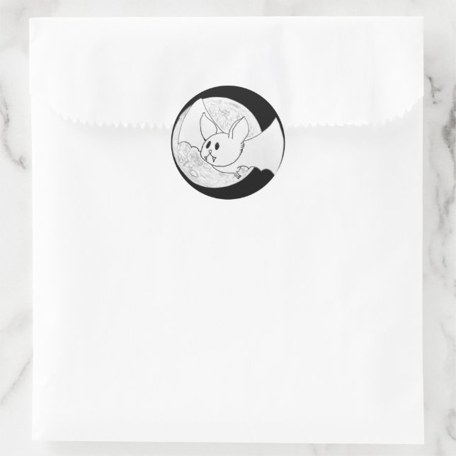 Cute Bat and Full Moon Halloween Classic Round Sticker (Bag)