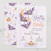 Cute Bat Baby Shower Halloween Fall Theme