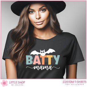 Cute Bat Batty Mom Customizable Halloween T-Shirt
