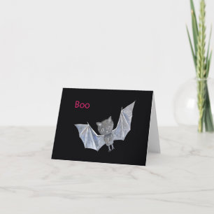 Cute Bat Boo Funny Adorable Bat Halloween Card