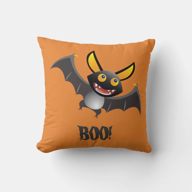 CUTE BAT BOO! Halloween Throw Pillow (Front)