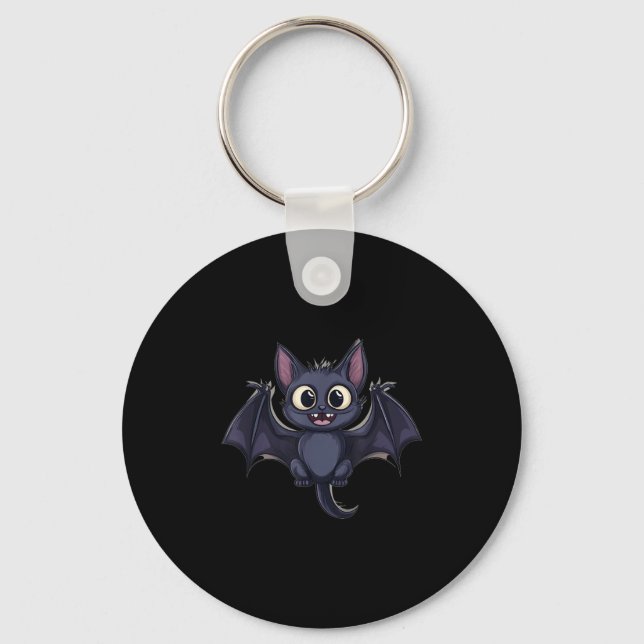 Cute Bat Cat Costume For Cats, Bats And Halloween  Keychain (Front)