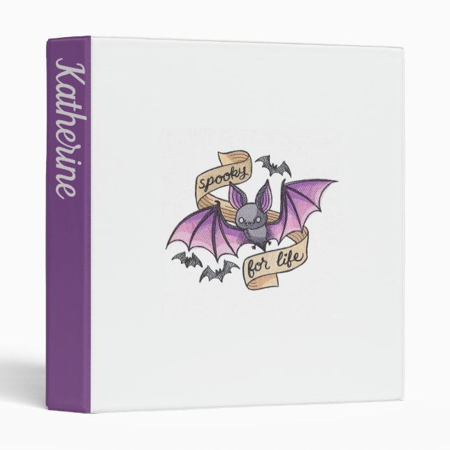 Cute Bat Custom Name Subject Spooky For Life Binder (Front/Spine)