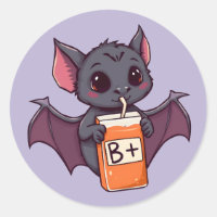 Cute Bat Drinking Blood Type B Positive Juice Box 