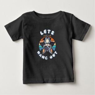 Cute Bat Hanging and Retro Sunset Let's Hang Out Baby T-Shirt