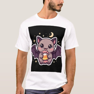 Cute Bat Holding Candy Corn T-Shirt