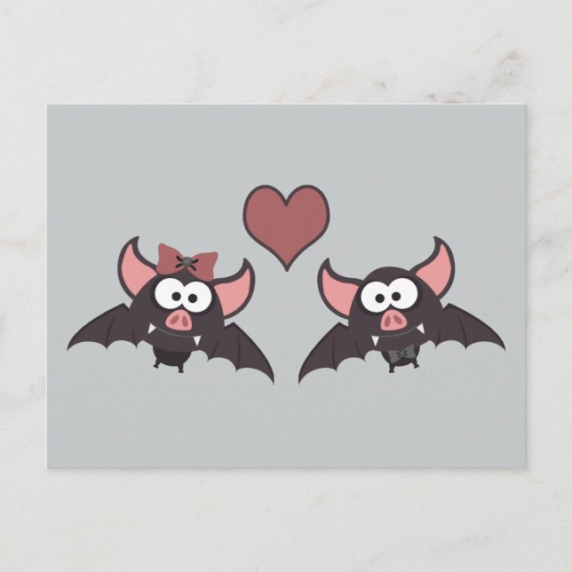 Cute Bat Love Desgin Postcard (Front)