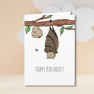 Cute Bat Sleeping Happy Birthday Personalized Card
