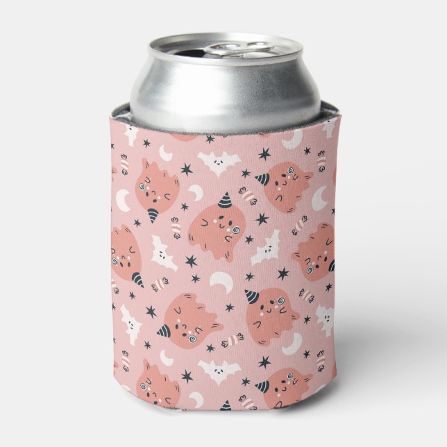 Cute Bats and Ghost Halloween  Can Cooler (Can Front)