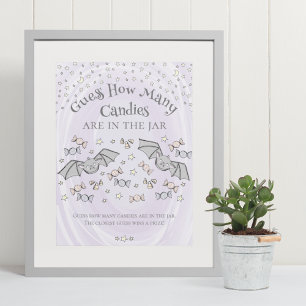 Cute Bats Guess How Many Candies Baby Shower Game Poster