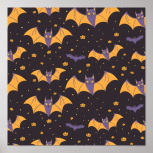 Cute Bats Pattern Poster