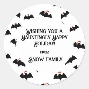 Cute bats with santa hats   classic round sticker